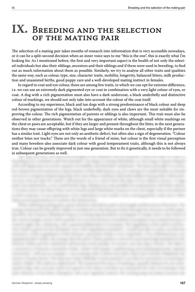 A page of chapter IX, Breeding and the selection of the mating pair
